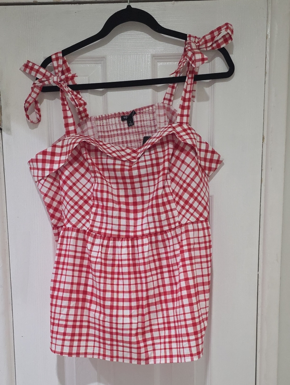 torrid Red and White Gingham Tie-Shoulder Tank Top